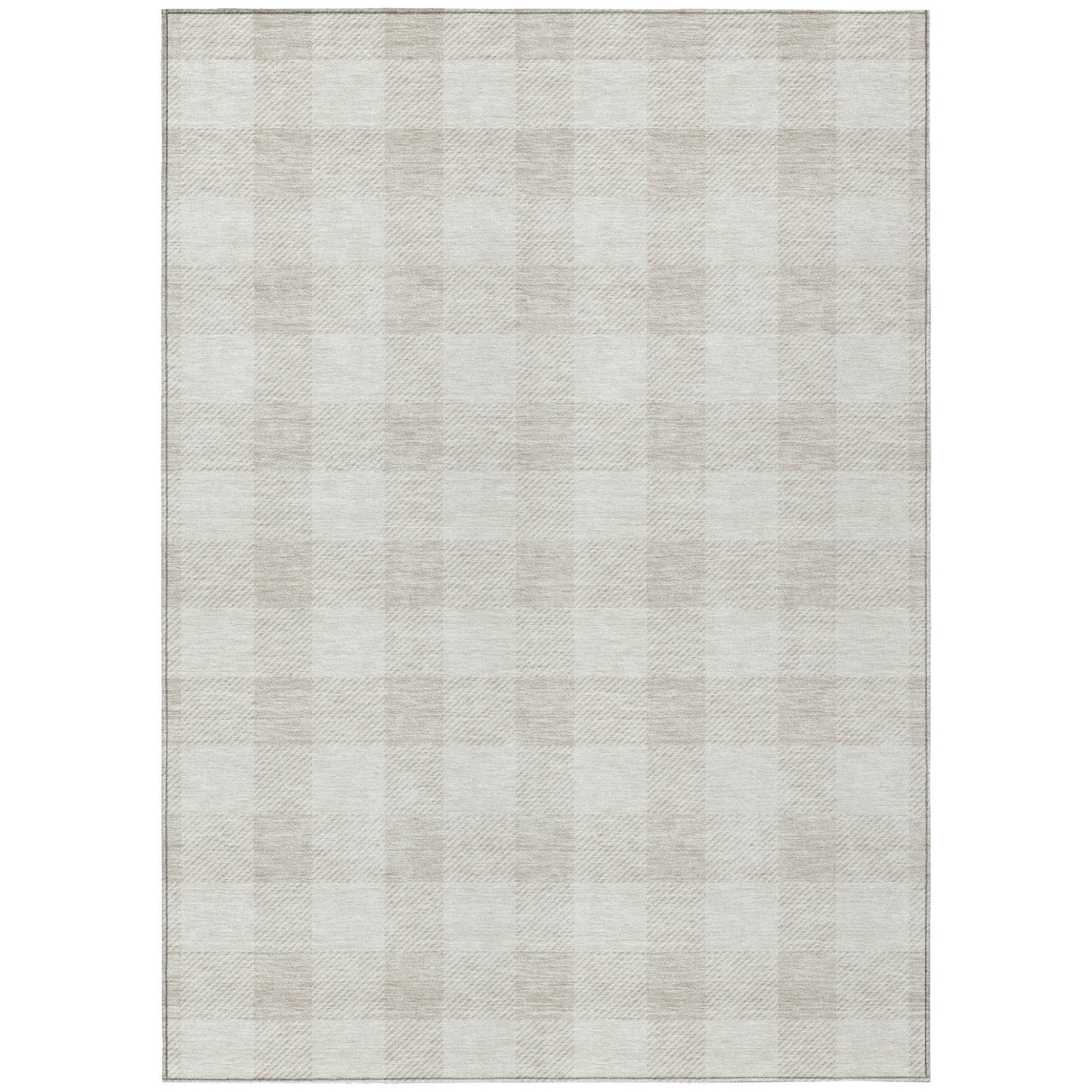 Tabselect Home Line 8' X 10' Ivory And Beige Plaid Washable Indoor Outdoor Area Rug
