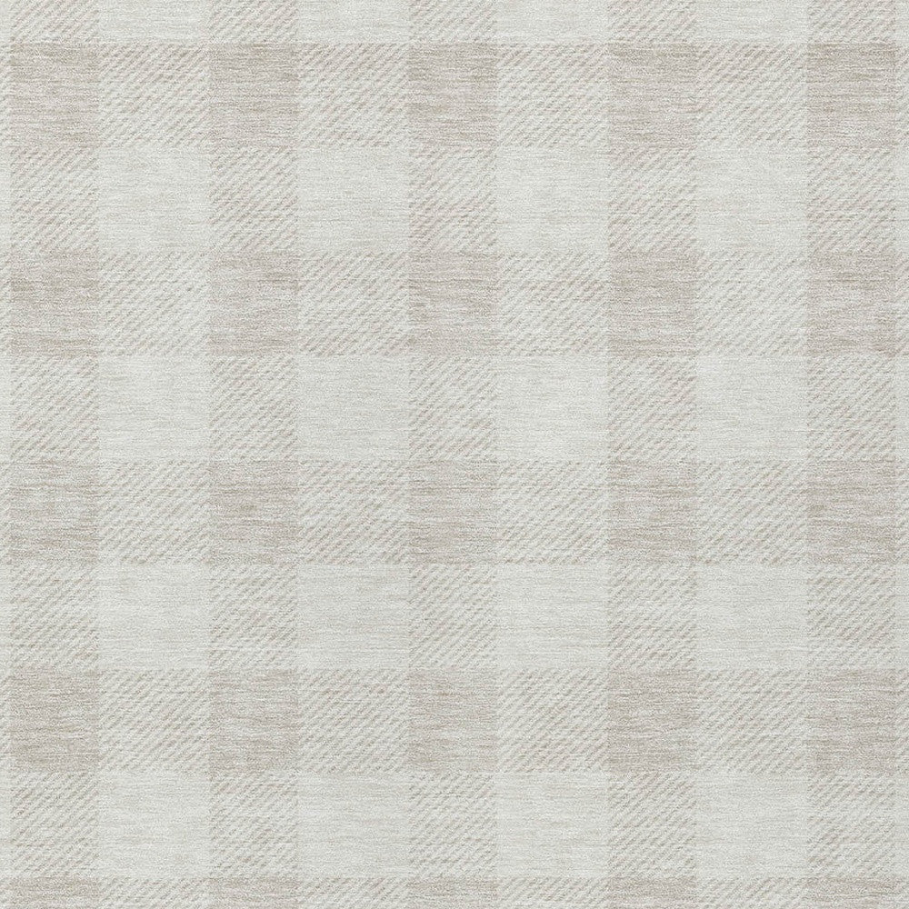 Tabselect Home Line 8' X 10' Ivory And Beige Plaid Washable Indoor Outdoor Area Rug