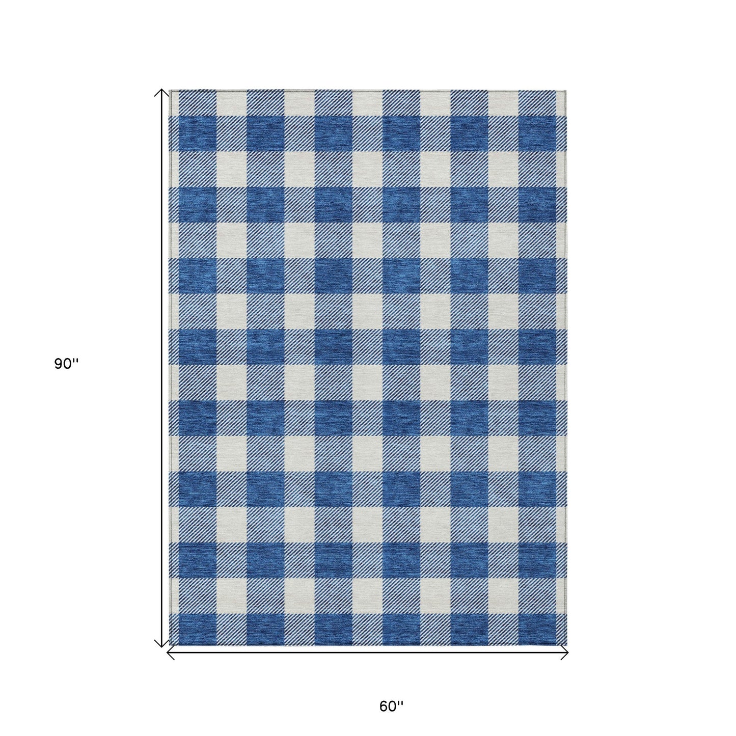 Tabselect Home Line 5' X 8' Navy Blue And Gray Plaid Washable Indoor Outdoor Area Rug