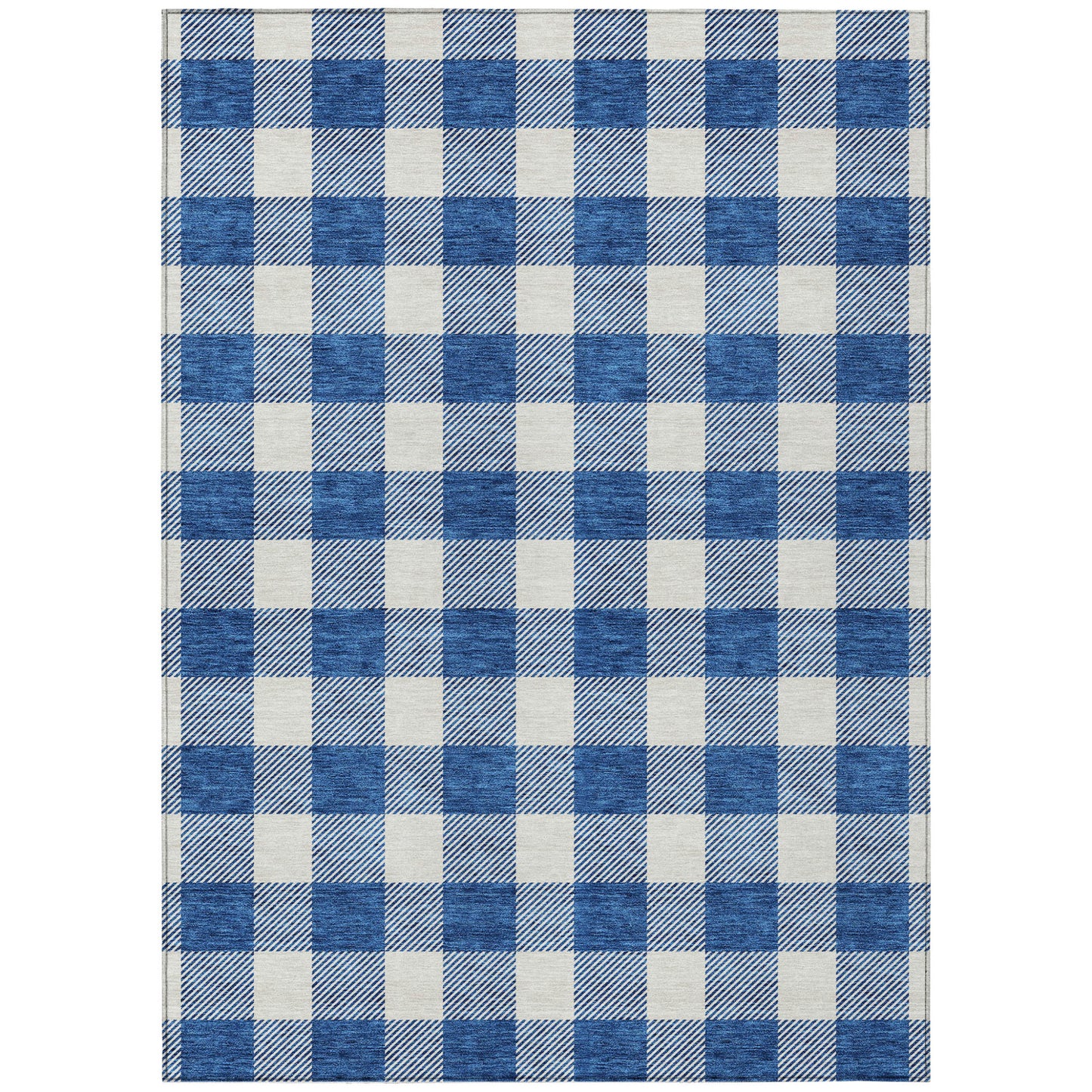Tabselect Home Line 5' X 8' Navy Blue And Gray Plaid Washable Indoor Outdoor Area Rug