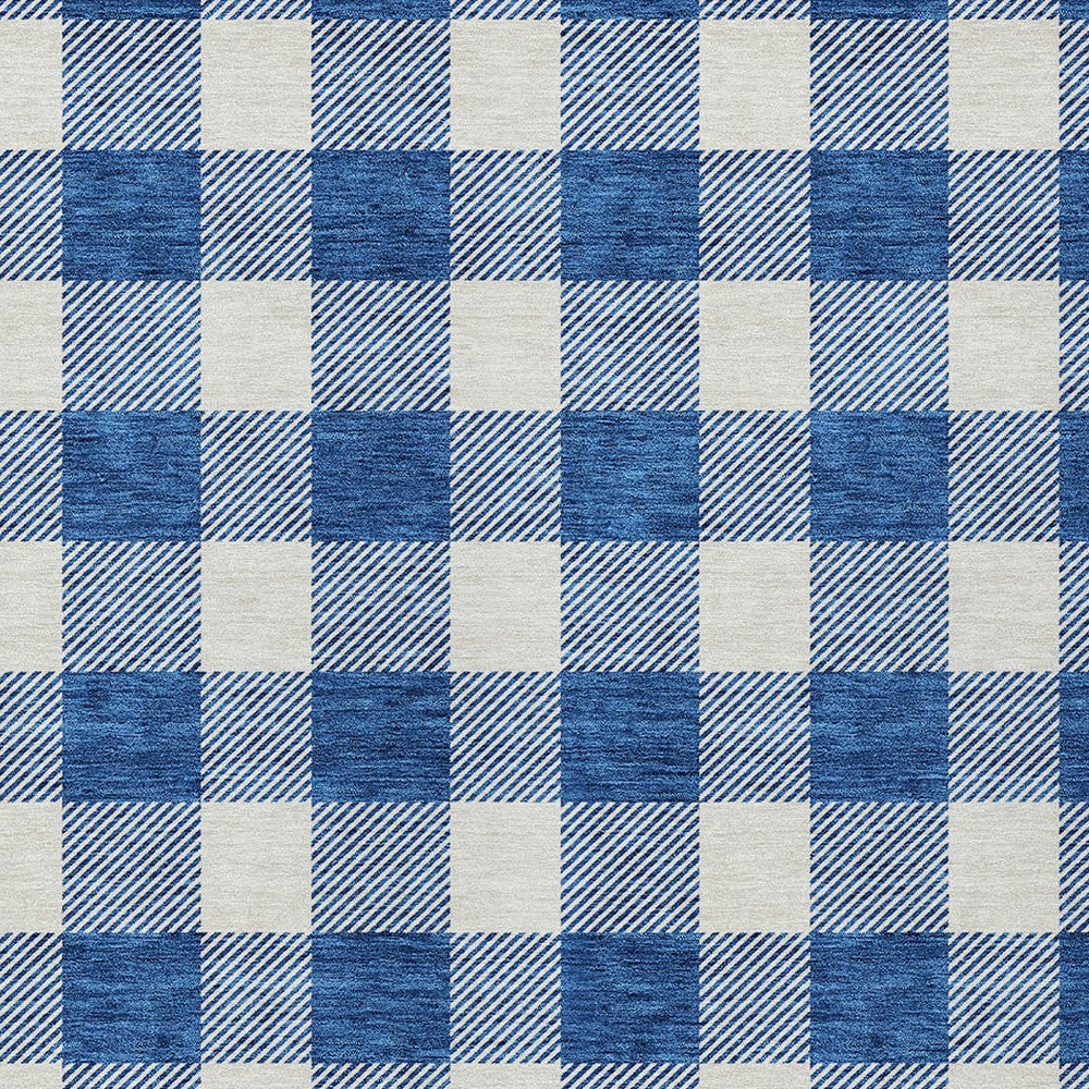 Tabselect Home Line 5' X 8' Navy Blue And Gray Plaid Washable Indoor Outdoor Area Rug