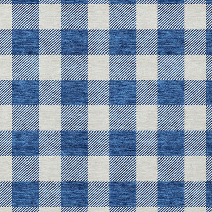 Tabselect Home Line 5' X 8' Navy Blue And Gray Plaid Washable Indoor Outdoor Area Rug