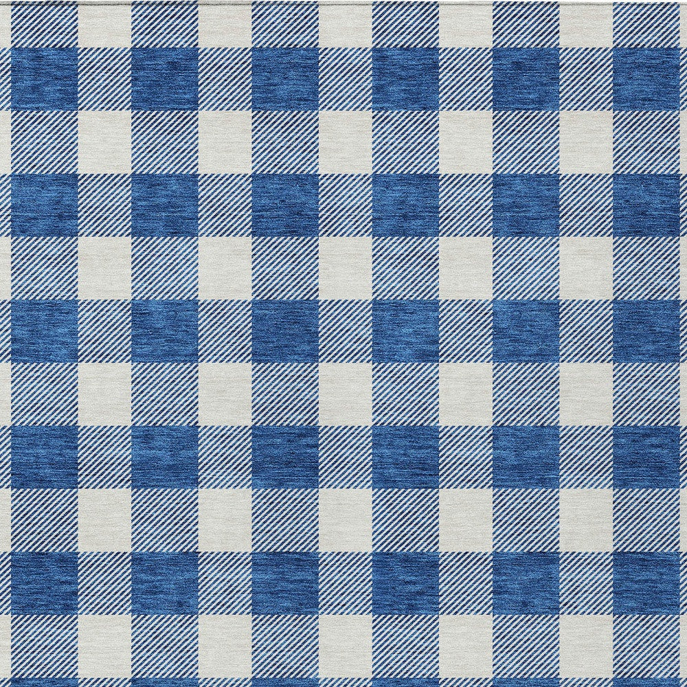 Tabselect Home Line 8' X 10' Navy Blue And Gray Plaid Washable Indoor Outdoor Area Rug