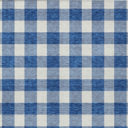 Tabselect Home Line 8' X 10' Navy Blue And Gray Plaid Washable Indoor Outdoor Area Rug
