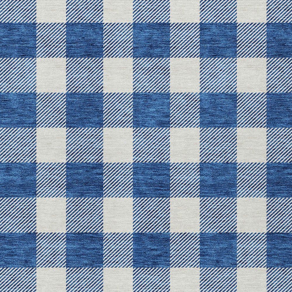 Tabselect Home Line 8' X 10' Navy Blue And Gray Plaid Washable Indoor Outdoor Area Rug