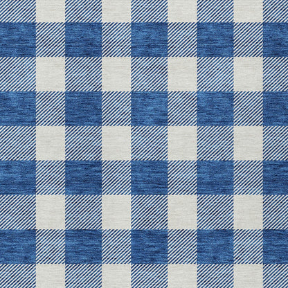 Tabselect Home Line 8' X 10' Navy Blue And Gray Plaid Washable Indoor Outdoor Area Rug
