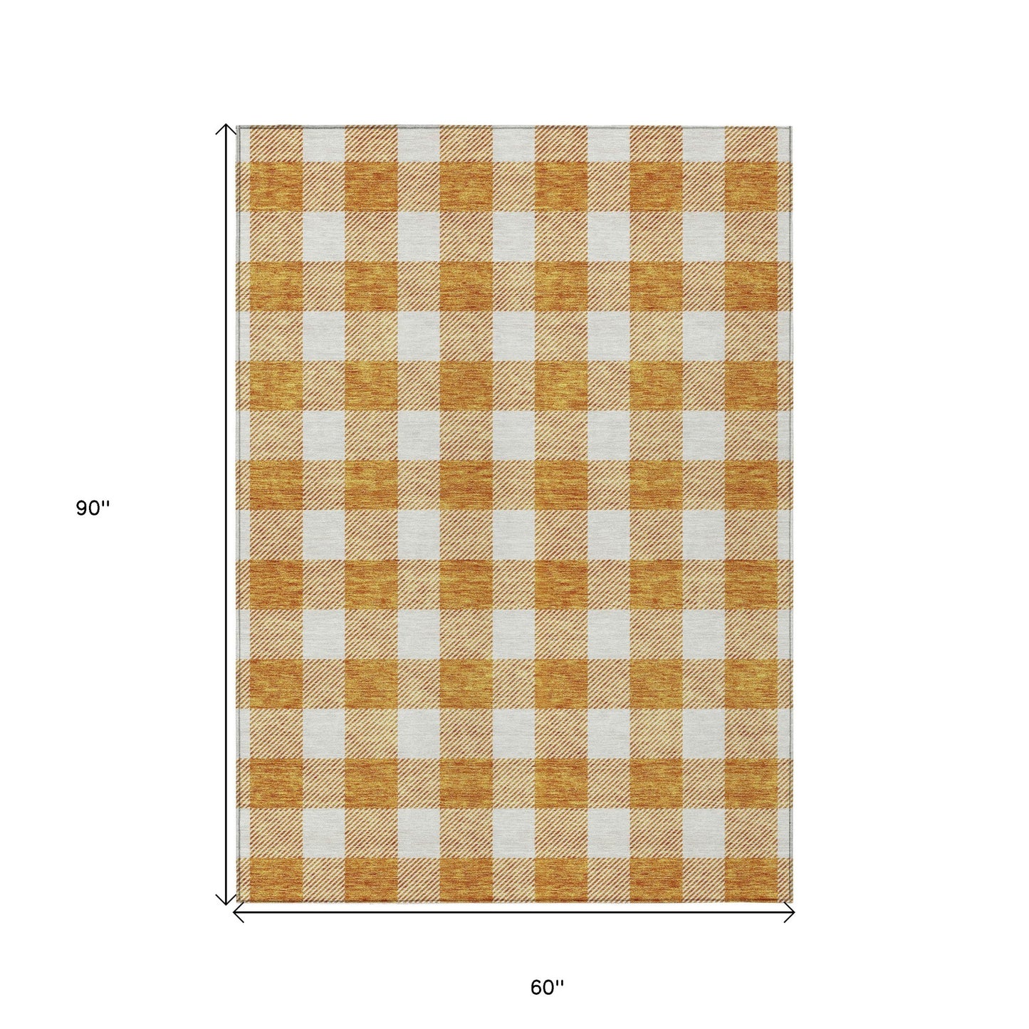 Tabselect Home Line 5' X 8' Orange And Beige Plaid Washable Indoor Outdoor Area Rug