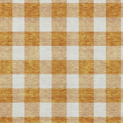 Tabselect Home Line 5' X 8' Orange And Beige Plaid Washable Indoor Outdoor Area Rug