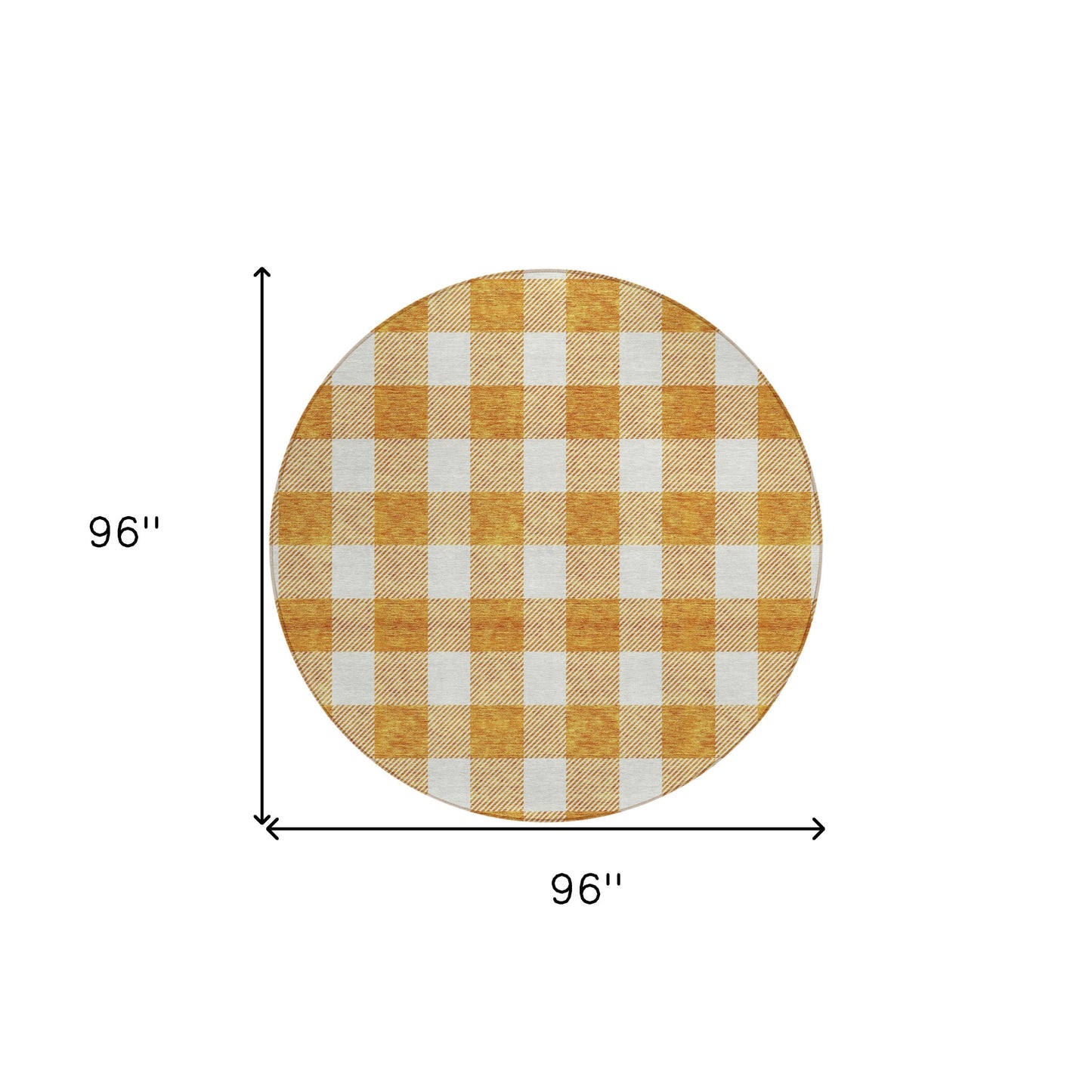 Tabselect Home Line 8' Orange And Beige Round Plaid Washable Indoor Outdoor Area Rug