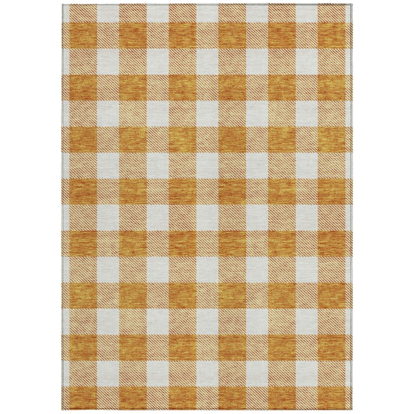 Tabselect Home Line 8' X 10' Orange And Beige Plaid Washable Indoor Outdoor Area Rug