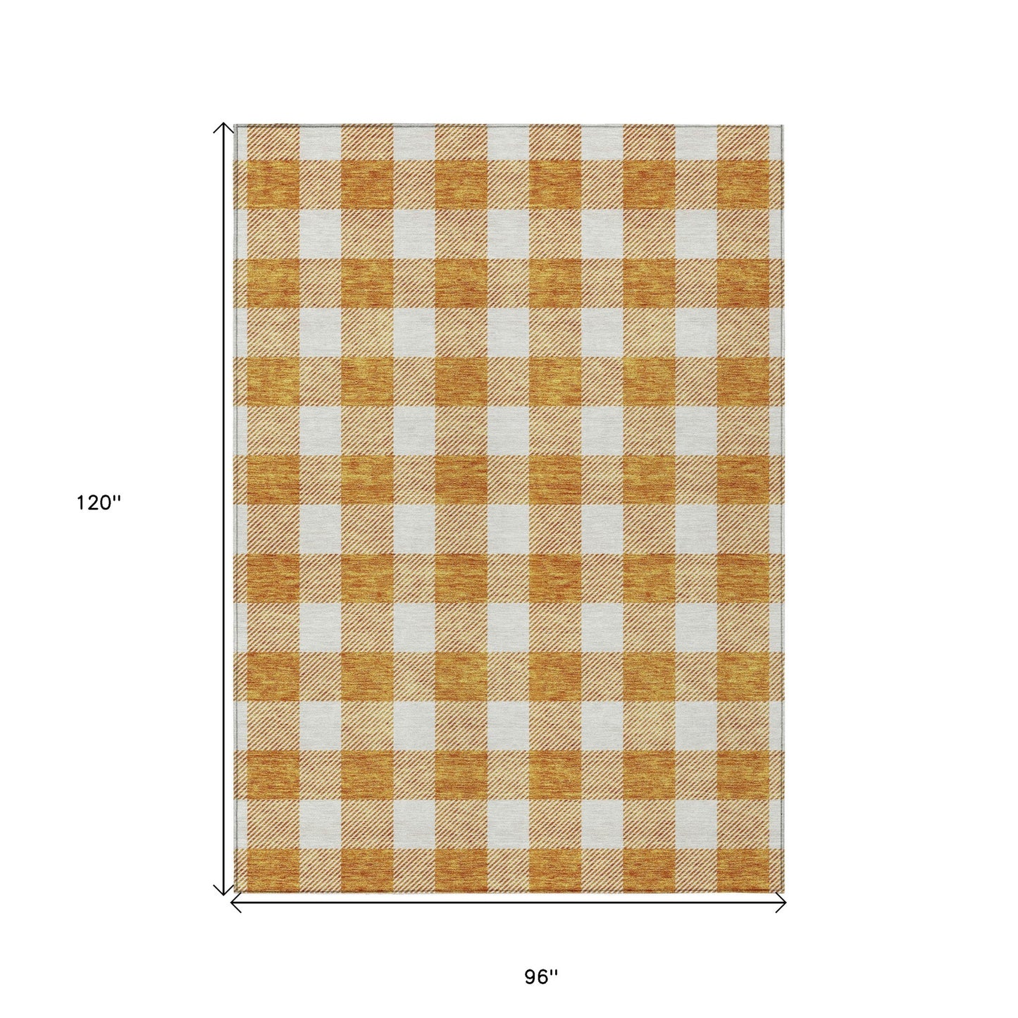 Tabselect Home Line 8' X 10' Orange And Beige Plaid Washable Indoor Outdoor Area Rug