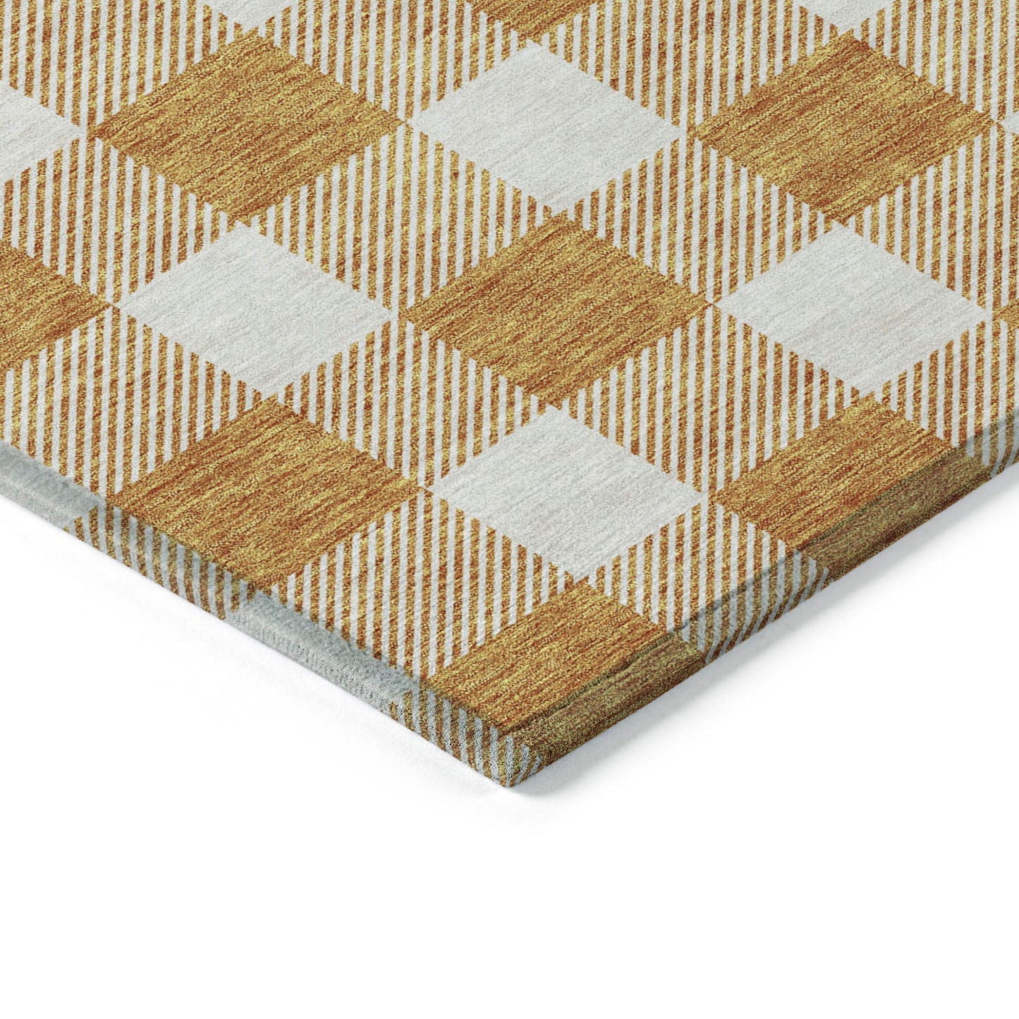 Tabselect Home Line 8' X 10' Orange And Beige Plaid Washable Indoor Outdoor Area Rug