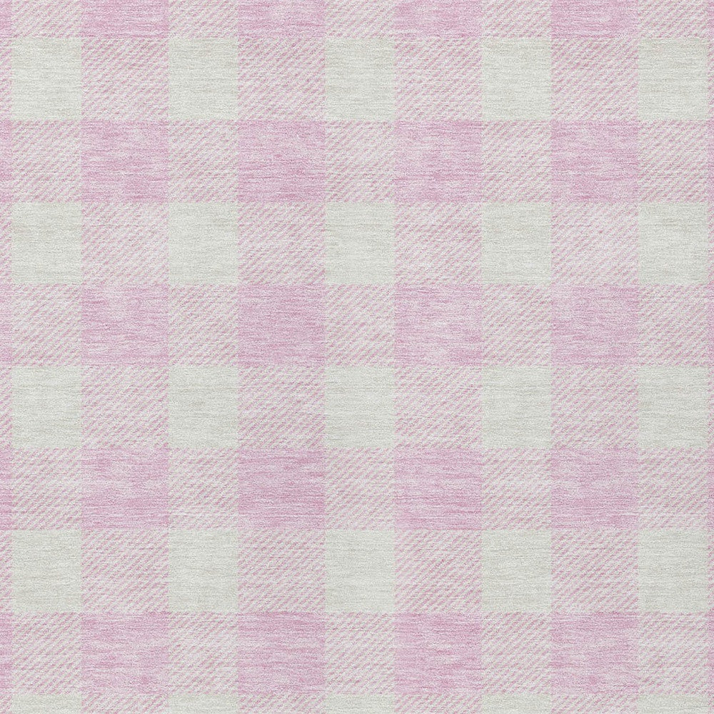 Tabselect Home Line 5' X 8' Pink And Gray Plaid Washable Indoor Outdoor Area Rug