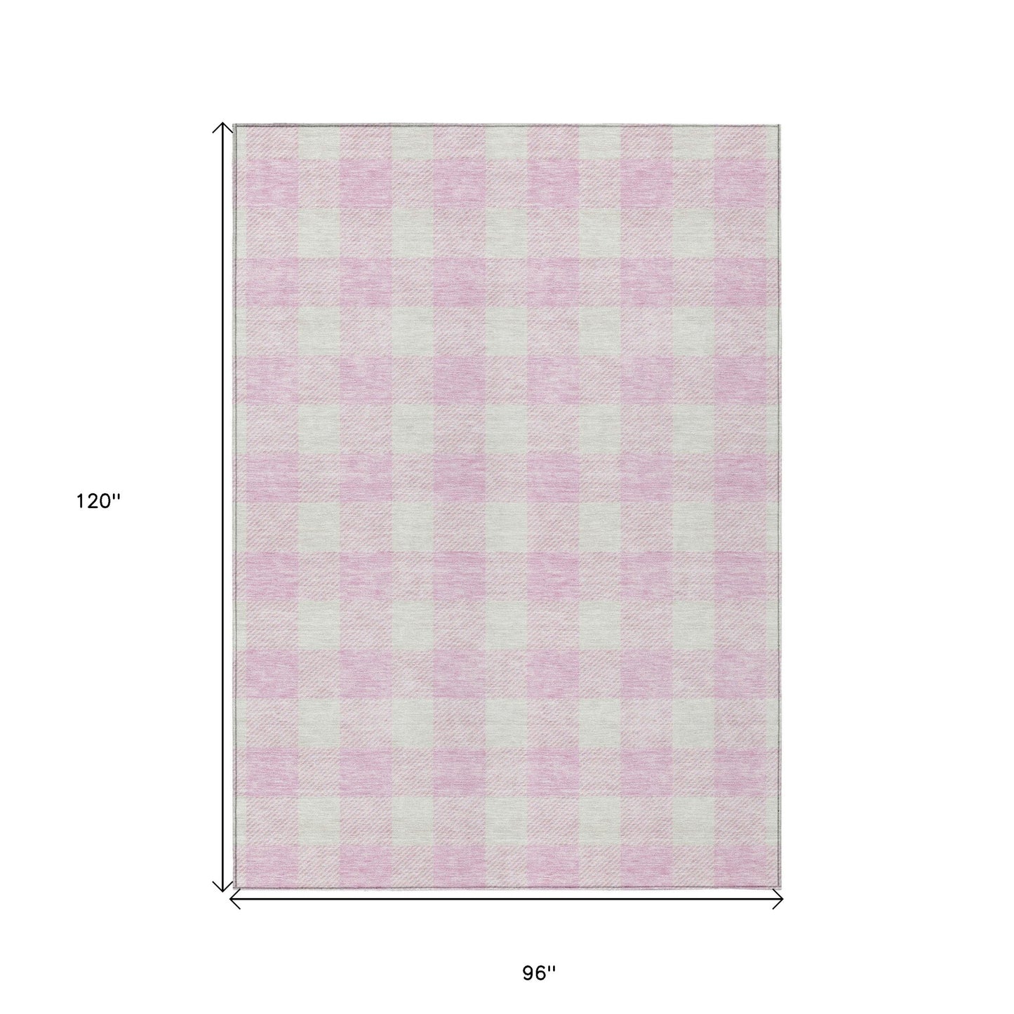 Tabselect Home Line 8' X 10' Pink And Gray Plaid Washable Indoor Outdoor Area Rug