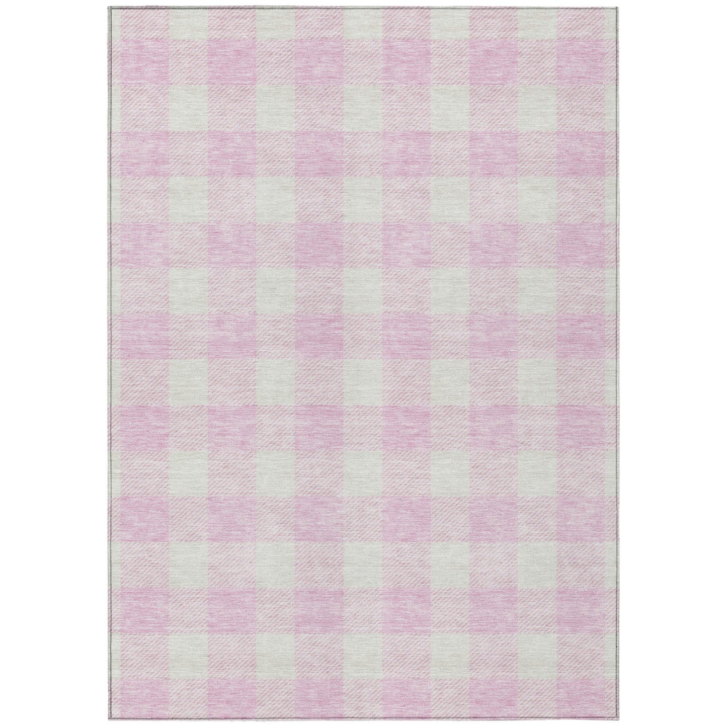 Tabselect Home Line 8' X 10' Pink And Gray Plaid Washable Indoor Outdoor Area Rug