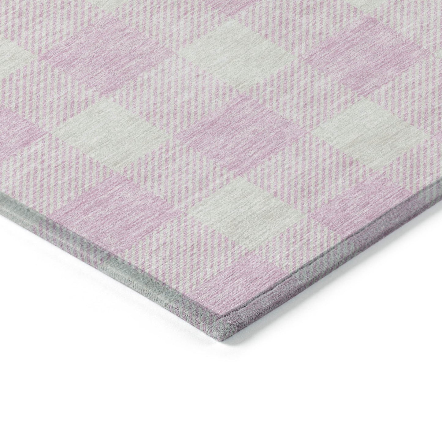 Tabselect Home Line 8' X 10' Pink And Gray Plaid Washable Indoor Outdoor Area Rug