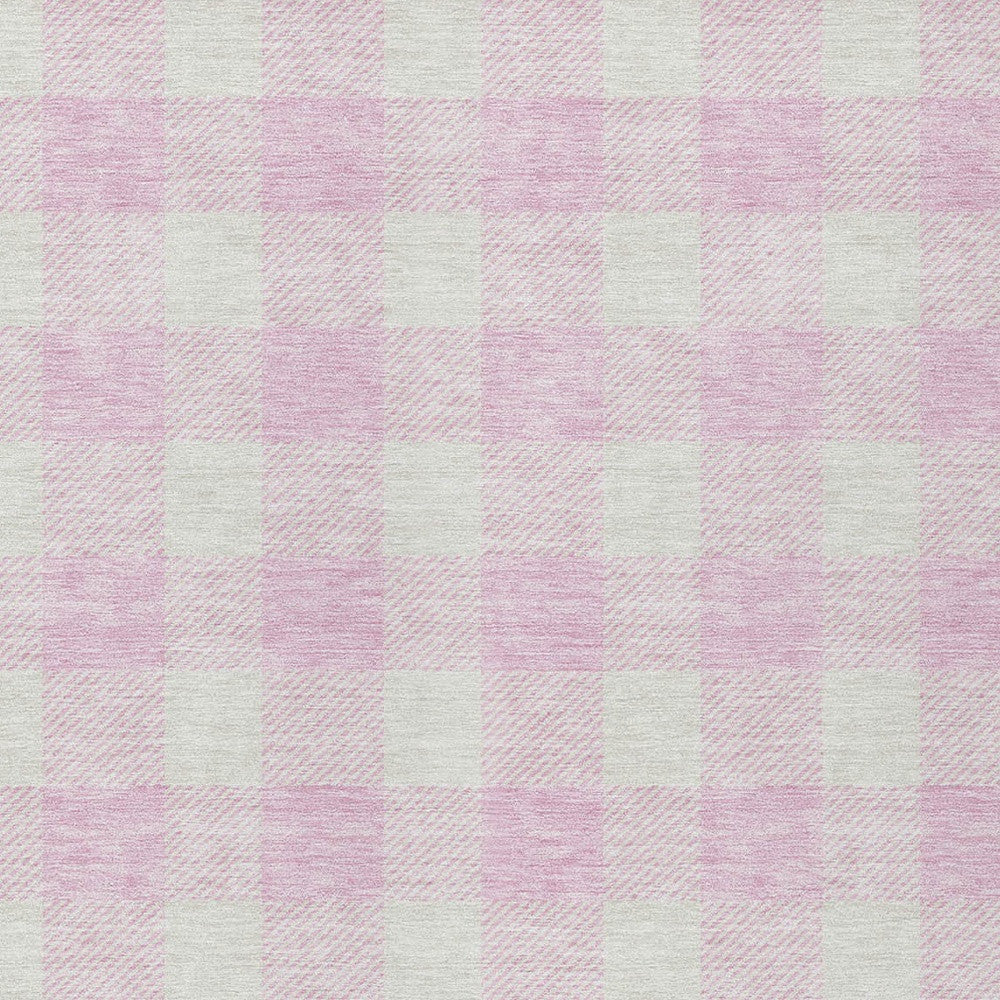 Tabselect Home Line 8' X 10' Pink And Gray Plaid Washable Indoor Outdoor Area Rug