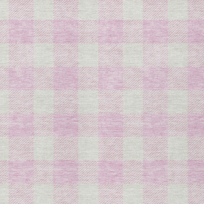 Tabselect Home Line 8' X 10' Pink And Gray Plaid Washable Indoor Outdoor Area Rug