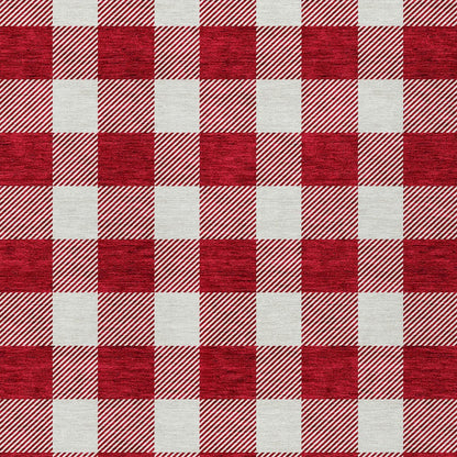 Tabselect Home Line 5' X 8' Red And Ivory Plaid Washable Indoor Outdoor Area Rug