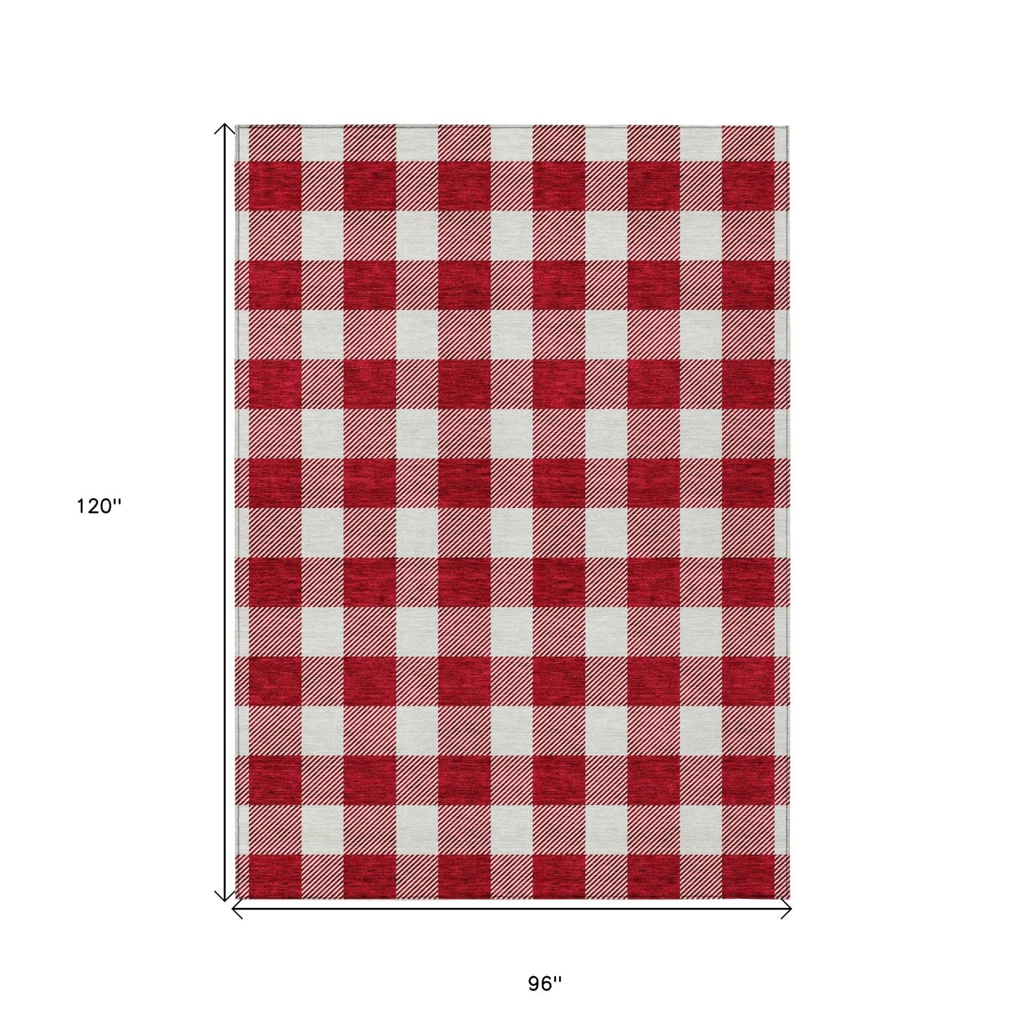 Tabselect Home Line 8' X 10' Red And Ivory Plaid Washable Indoor Outdoor Area Rug