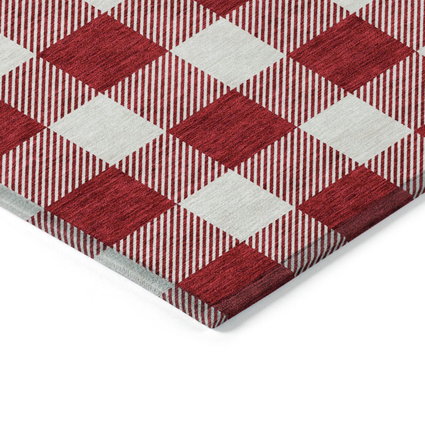 Tabselect Home Line 8' X 10' Red And Ivory Plaid Washable Indoor Outdoor Area Rug