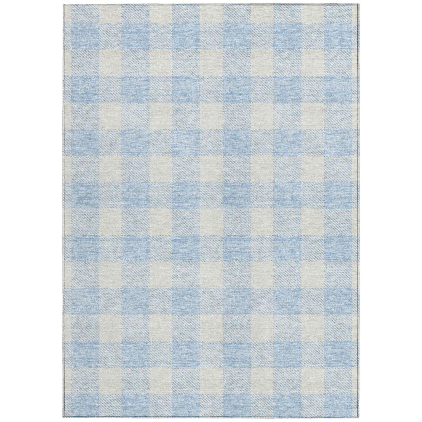 Tabselect Home Line 5' X 8' Sky Blue And Gray Plaid Washable Indoor Outdoor Area Rug