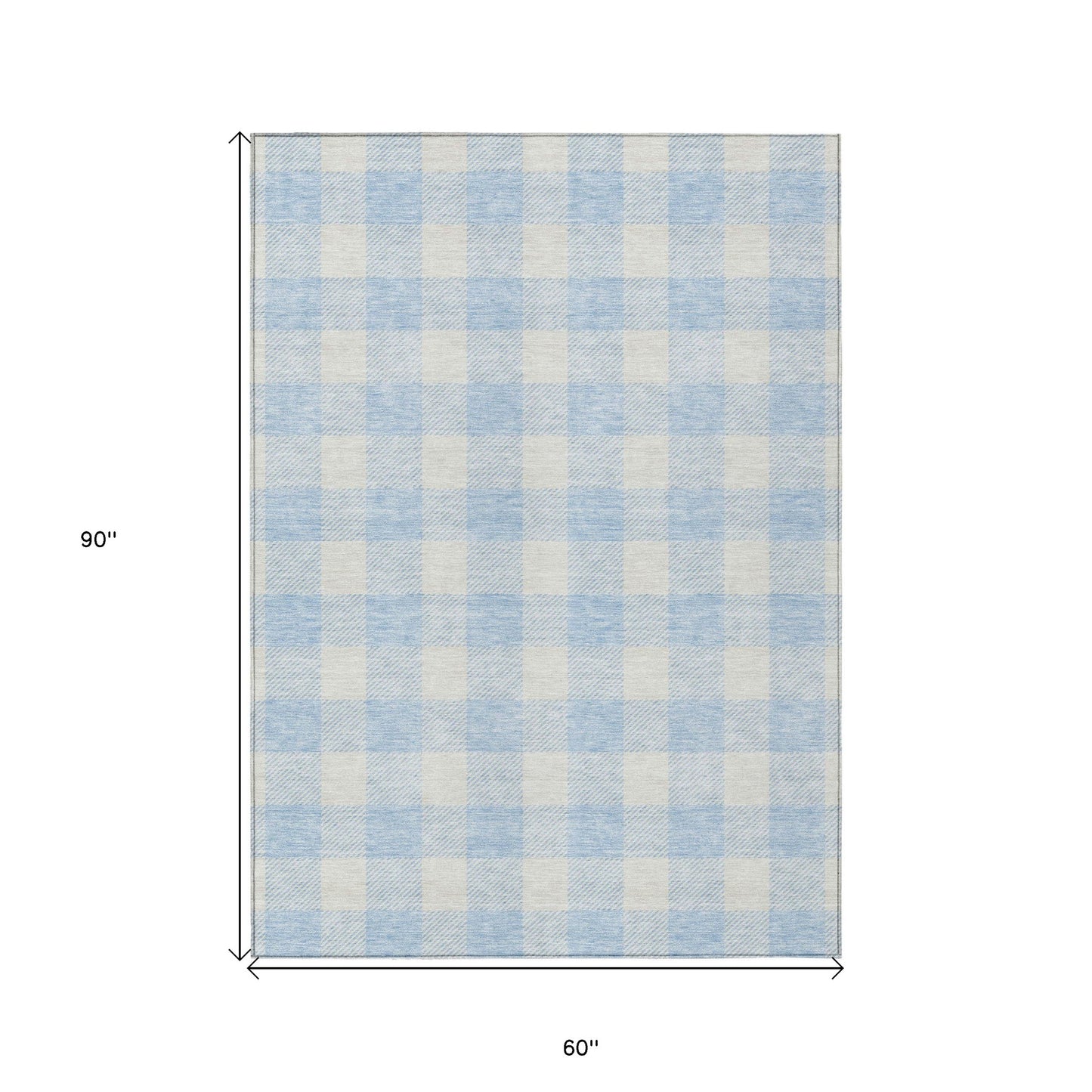 Tabselect Home Line 5' X 8' Sky Blue And Gray Plaid Washable Indoor Outdoor Area Rug