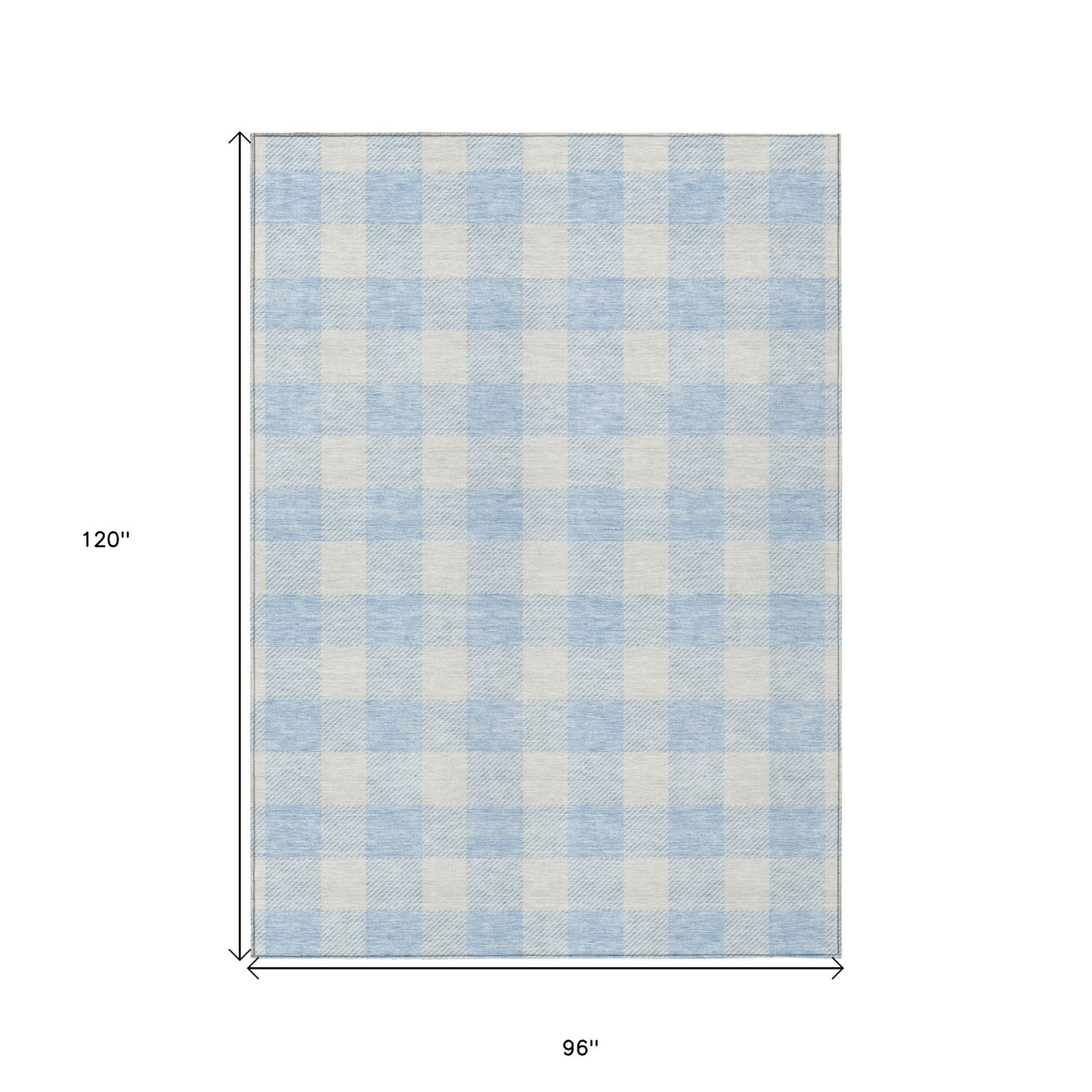 Tabselect Home Line 8' X 10' Sky Blue And Gray Plaid Washable Indoor Outdoor Area Rug