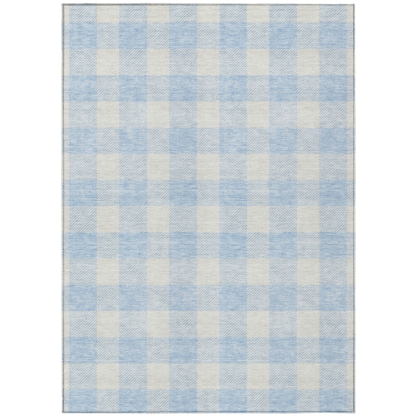 Tabselect Home Line 8' X 10' Sky Blue And Gray Plaid Washable Indoor Outdoor Area Rug