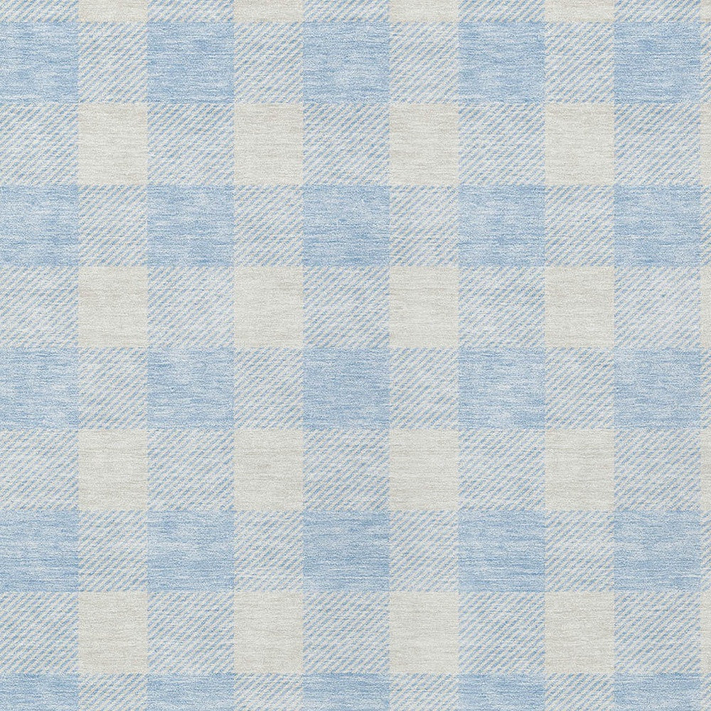 Tabselect Home Line 8' X 10' Sky Blue And Gray Plaid Washable Indoor Outdoor Area Rug