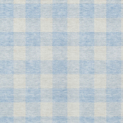 Tabselect Home Line 8' X 10' Sky Blue And Gray Plaid Washable Indoor Outdoor Area Rug