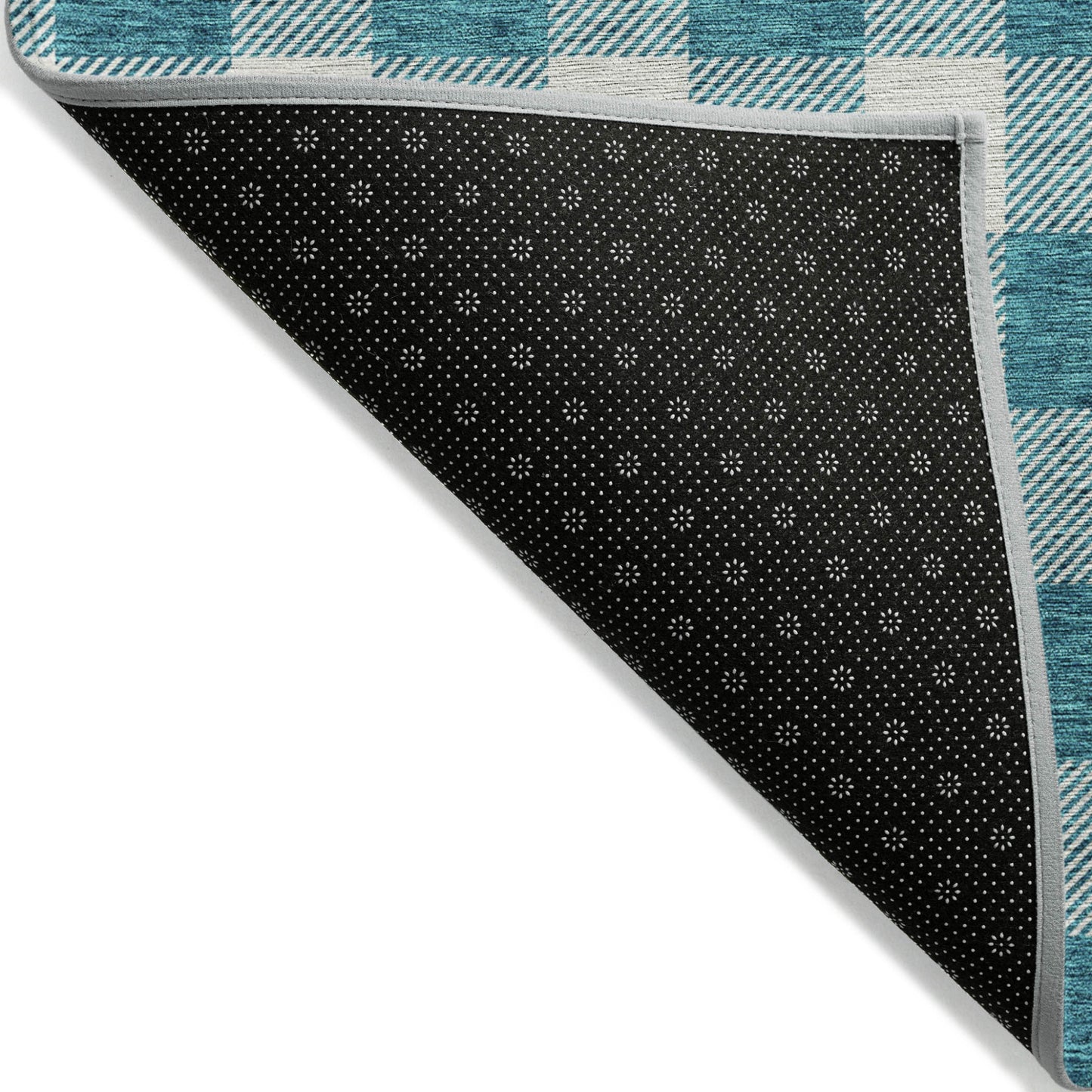 Tabselect Home Line 8' X 10' Teal Blue And Gray Plaid Washable Indoor Outdoor Area Rug