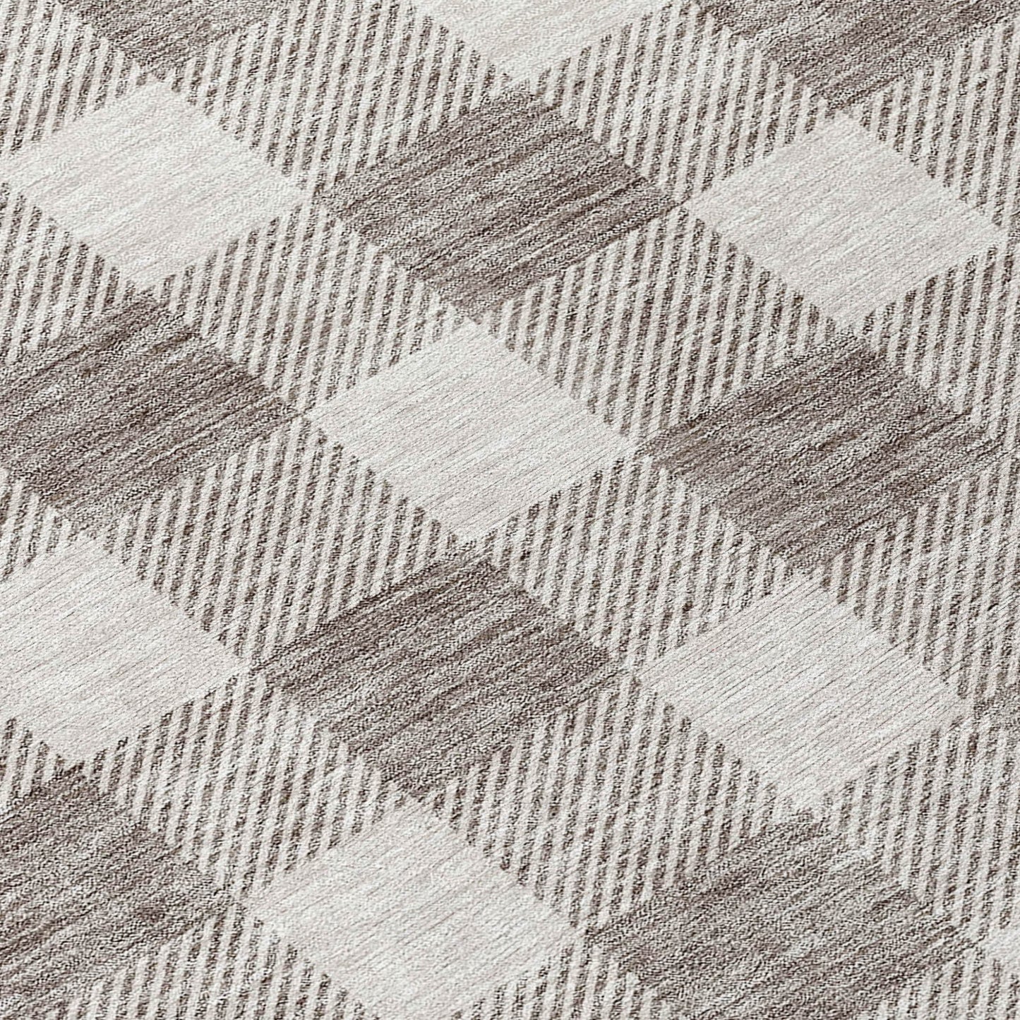 Tabselect Home Line 8' Taupe And Gray Round Plaid Washable Indoor Outdoor Area Rug