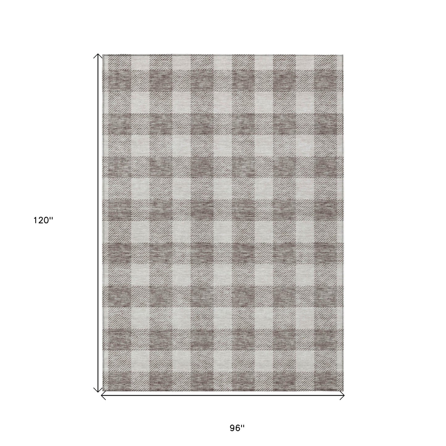 Tabselect Home Line 8' X 10' Taupe And Gray Plaid Washable Indoor Outdoor Area Rug