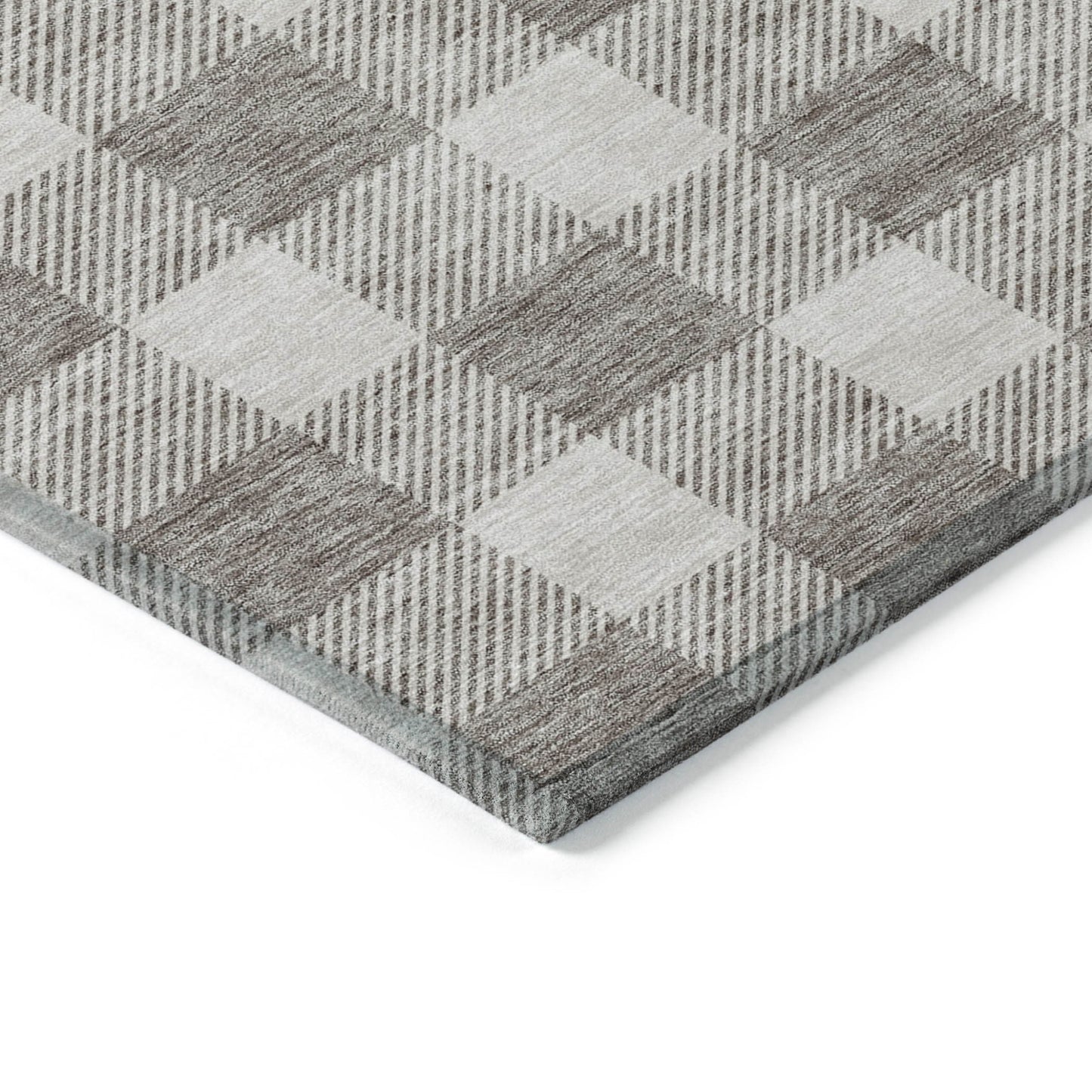 Tabselect Home Line 8' X 10' Taupe And Gray Plaid Washable Indoor Outdoor Area Rug