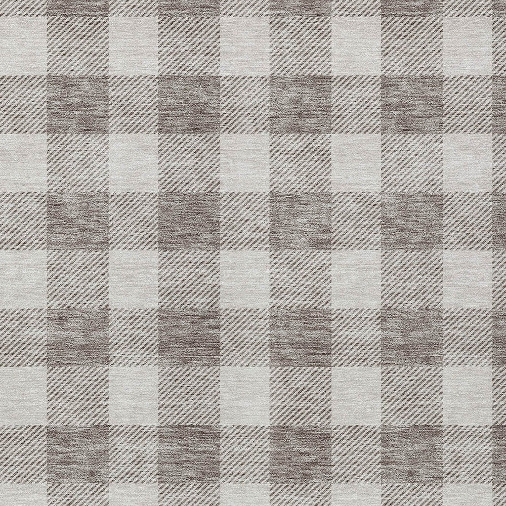 Tabselect Home Line 8' X 10' Taupe And Gray Plaid Washable Indoor Outdoor Area Rug