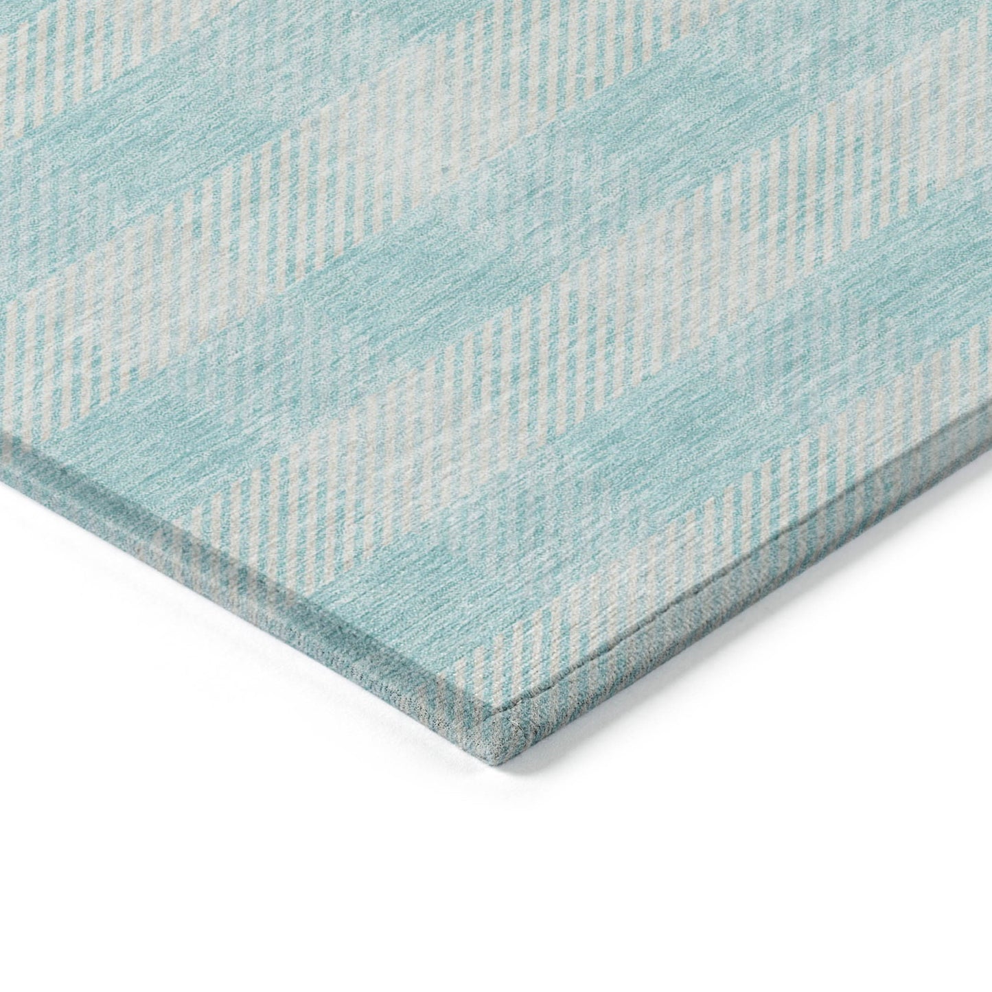 Tabselect Home Line 5' X 8' Aqua And Ivory Plaid Washable Indoor Outdoor Area Rug