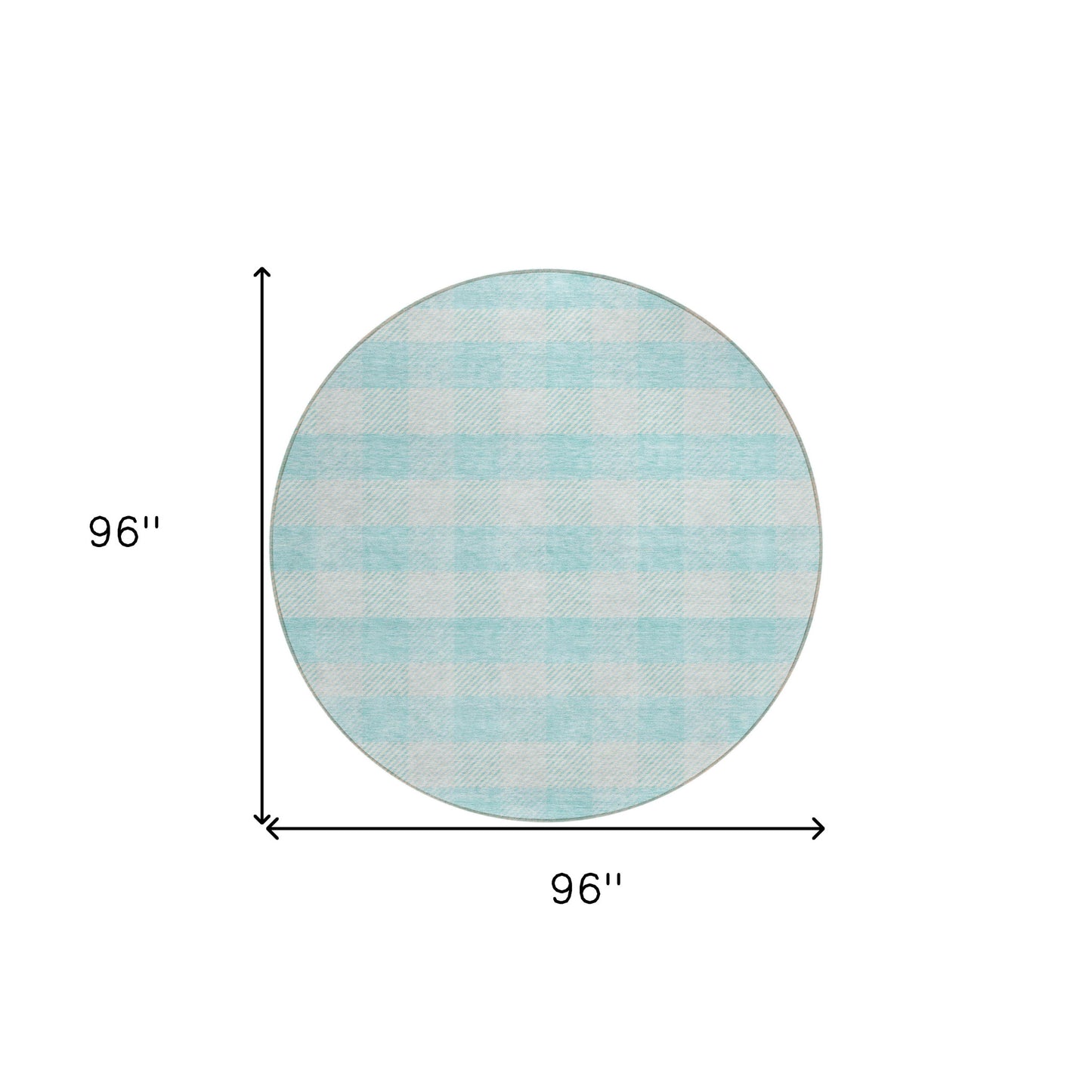 Tabselect Home Line 8' Aqua And Ivory Round Plaid Washable Indoor Outdoor Area Rug