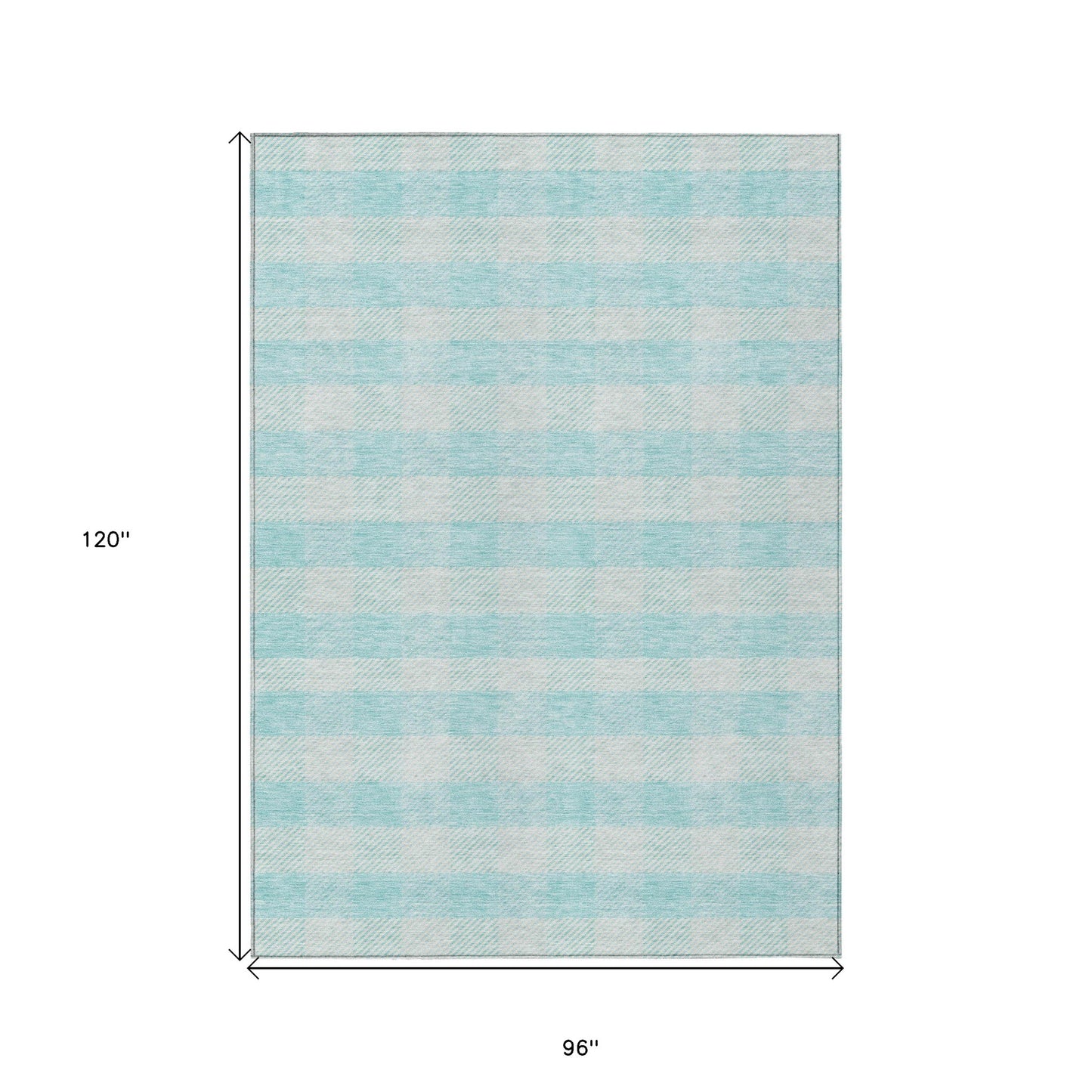 Tabselect Home Line 8' X 10' Aqua And Ivory Plaid Washable Indoor Outdoor Area Rug