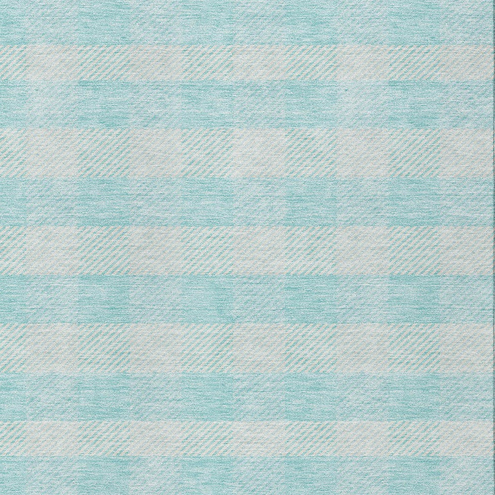 Tabselect Home Line 8' X 10' Aqua And Ivory Plaid Washable Indoor Outdoor Area Rug