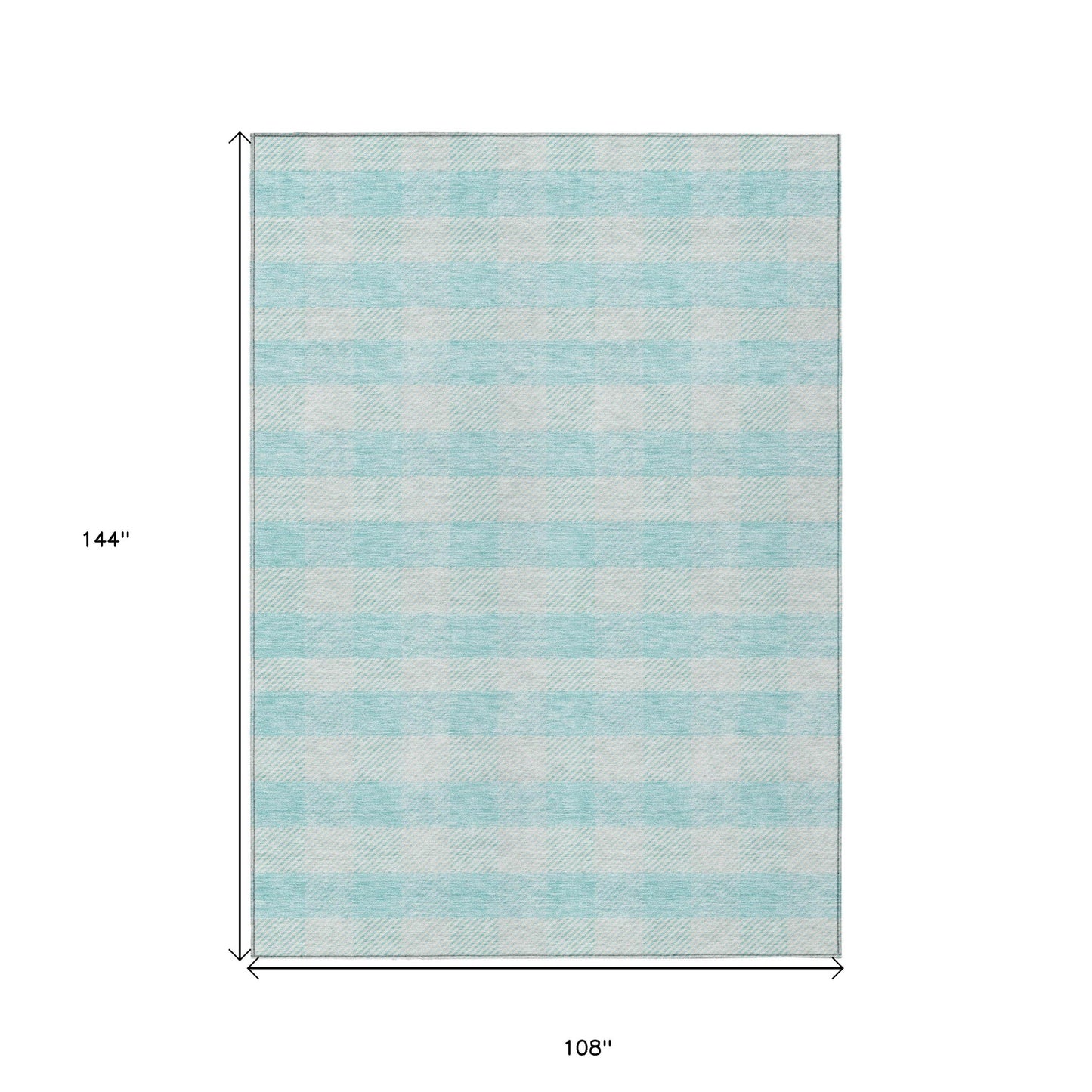 Tabselect Home Line 9' X 12' Aqua And Ivory Plaid Washable Indoor Outdoor Area Rug