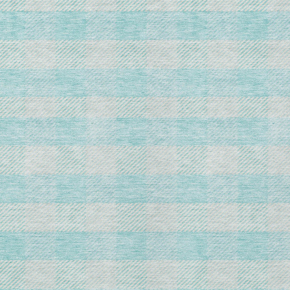 Tabselect Home Line 9' X 12' Aqua And Ivory Plaid Washable Indoor Outdoor Area Rug