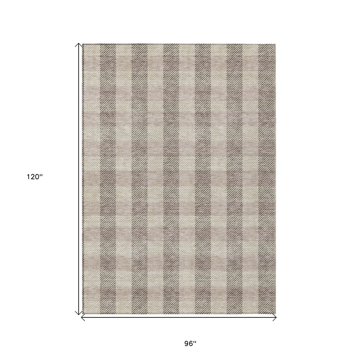 Tabselect Home Line 8' X 10' Beige And Brown Plaid Washable Indoor Outdoor Area Rug