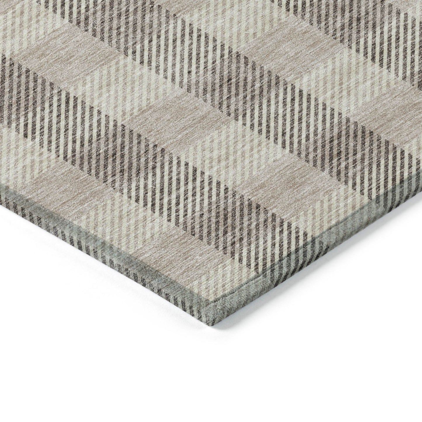 Tabselect Home Line 8' X 10' Beige And Brown Plaid Washable Indoor Outdoor Area Rug
