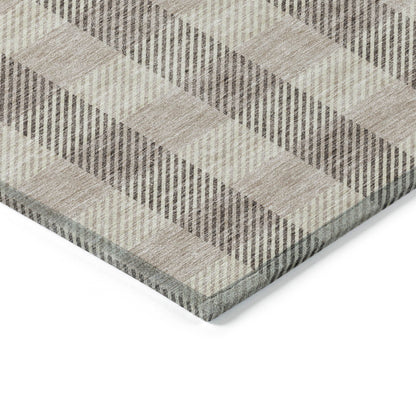 Tabselect Home Line 8' X 10' Beige And Brown Plaid Washable Indoor Outdoor Area Rug