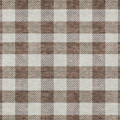 Tabselect Home Line 5' X 8' Brown And Beige Plaid Washable Indoor Outdoor Area Rug