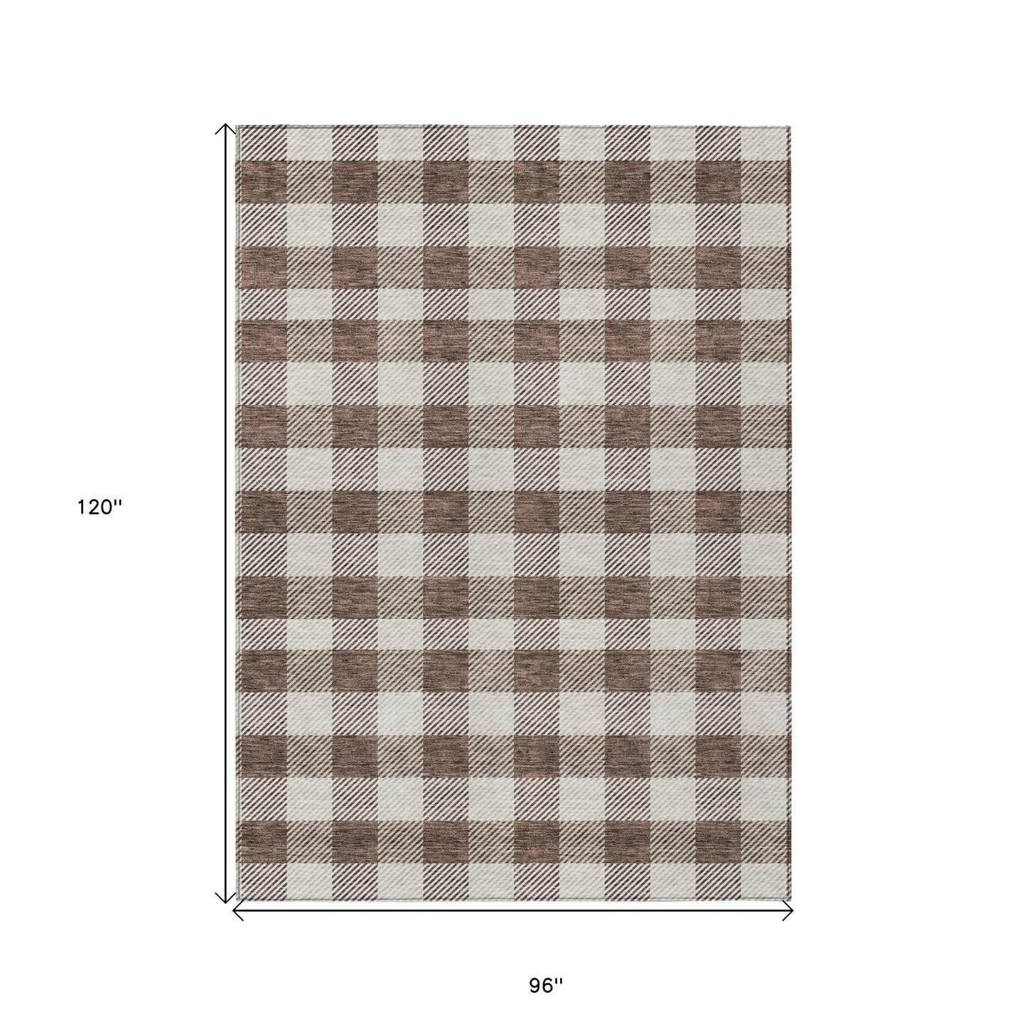 Tabselect Home Line 8' X 10' Brown And Beige Plaid Washable Indoor Outdoor Area Rug