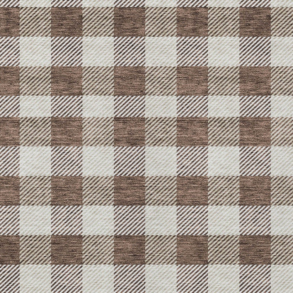 Tabselect Home Line 8' X 10' Brown And Beige Plaid Washable Indoor Outdoor Area Rug