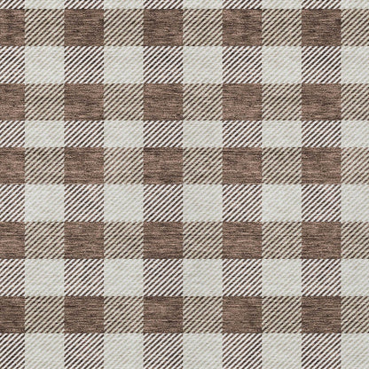 Tabselect Home Line 8' X 10' Brown And Beige Plaid Washable Indoor Outdoor Area Rug