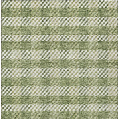 Tabselect Home Line 5' X 8' Green And Light Green Plaid Washable Indoor Outdoor Area Rug